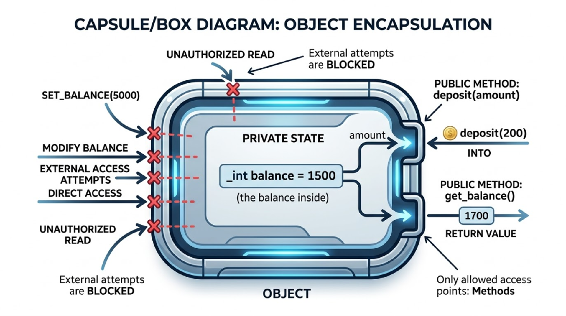 Encapsulation in Python private data accessed only through methods