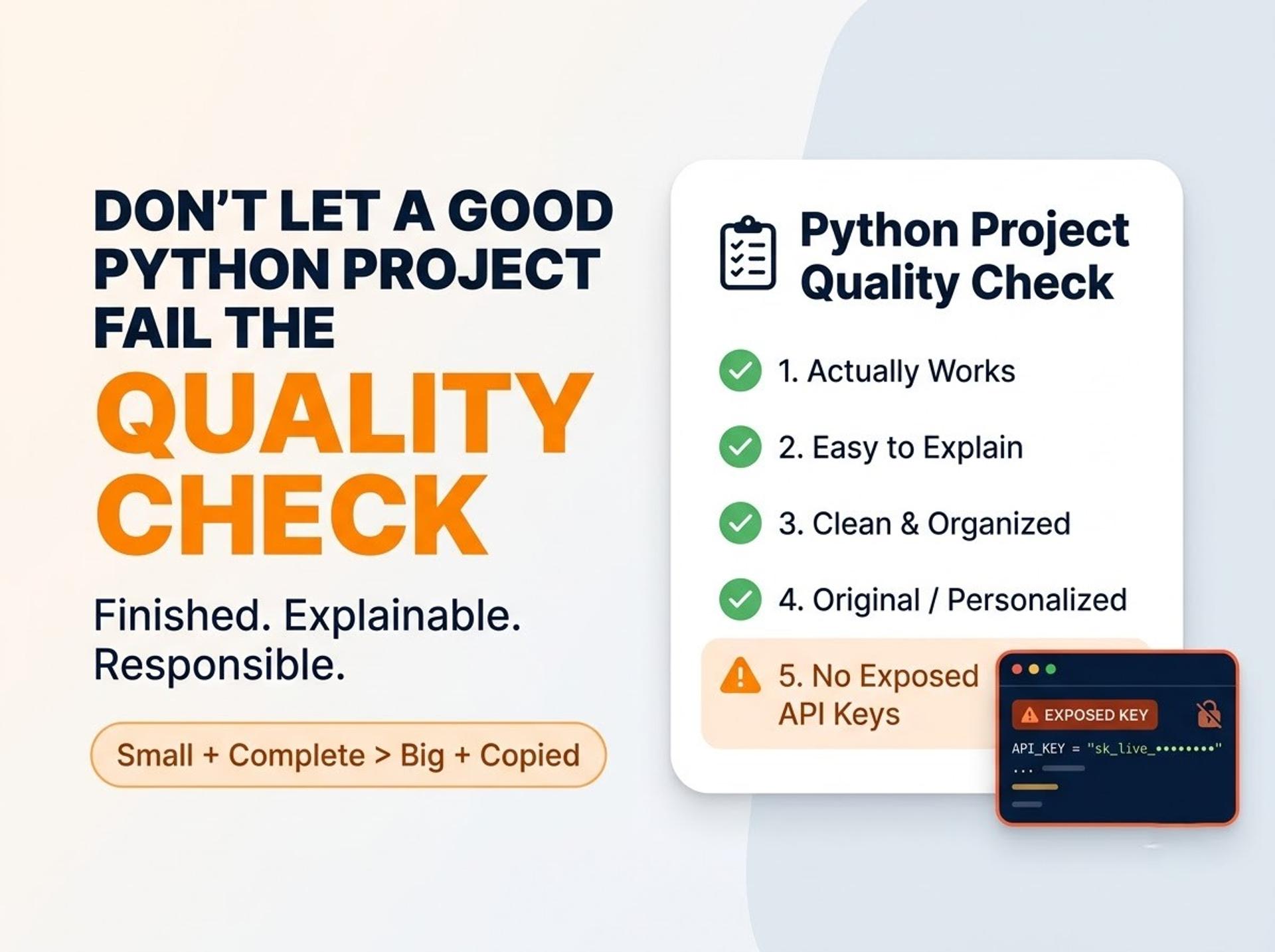 Checklist of common beginner Python project mistakes