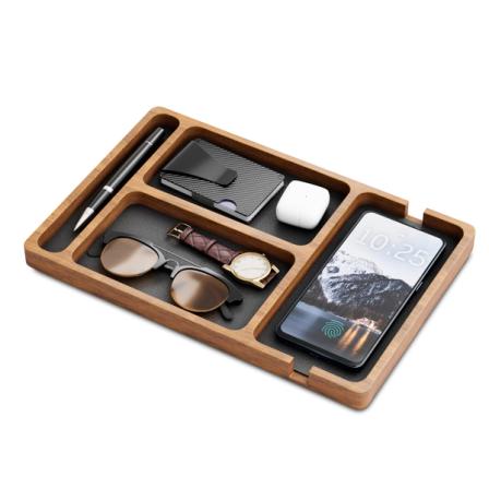 Product Image of Premium Wooden Valet Tray with Leather Lining