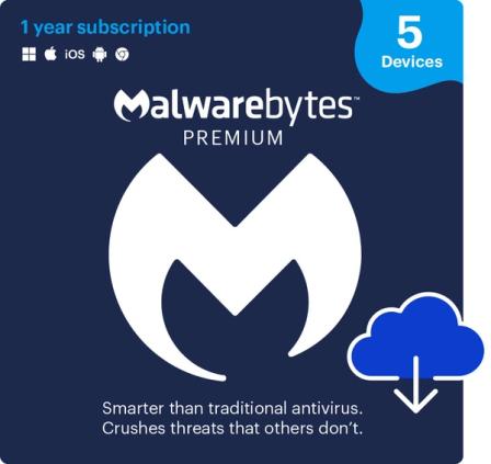 Product Image of Malwarebytes Premium - 1 Year Subscription For 5 Devices