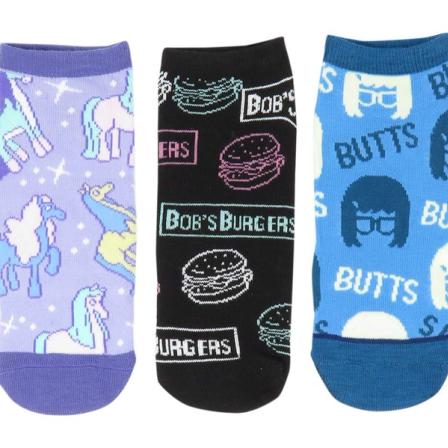 Product Image of Bob's Burgers Juniors/Womens 5 Pack Ankle Socks, Shoe Size 4-10
