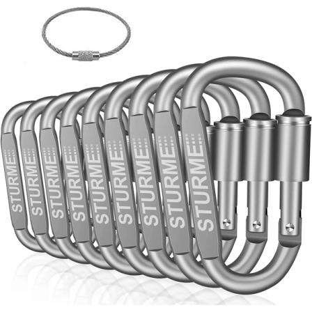 Product Image of Carabiner Clip Aluminum Locking D-Ring -9 pack grey