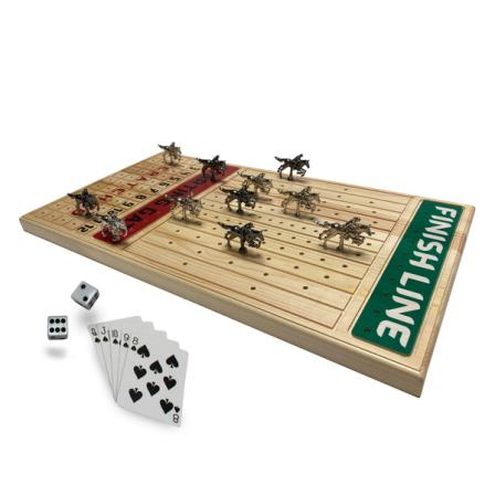 Product Image of FINENI Original Horse Racing Game, 22” Board, 11 Metal Pieces, Pine Wood