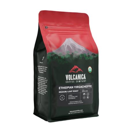 Product Image of Volcanica Yirgacheffe Ethiopian Coffee, USDA Organic, Whole Bean, 16-ounce