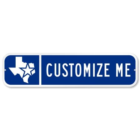 Product Image of Custom Blue Street Sign with Texas State Logo 