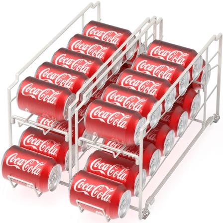 Product Image of 2 Pack - Simple Houseware Stackable Beverage Soda Can Dispenser Organizer Rack, White Standard White