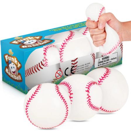 Product Image of Baseballs Pull, Stretch and Squeeze Stress Balls - 3 Pack