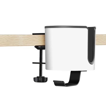 Product Image of 2-in-1 Anti-Spill Cup Holder with Under Desk Headphone Hanger (White)