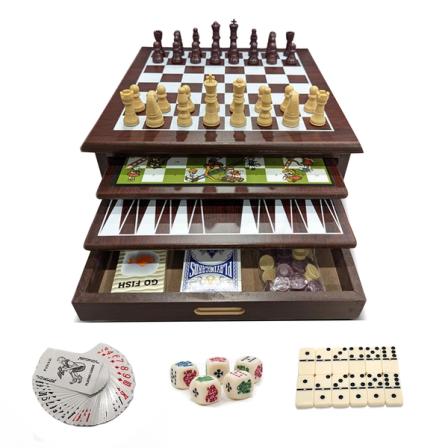 Product Image of Bundaloo 15-in-1 Tabletop Game Center, Portable Wooden Combo Set