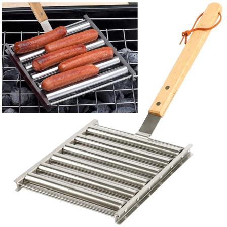 Product Image of Hot Dog Roller Stainless Rack with Extra Long Wood Handle