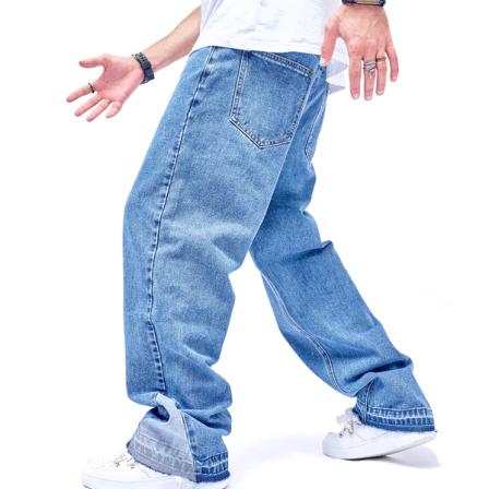 Product Image of Men's Loose Fit Pants Relaxed-Fit Men Jeans Washed Oversize Straight Leg