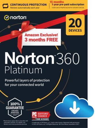 Product Image of Norton 360 Platinum Antivirus software for 20 Devices