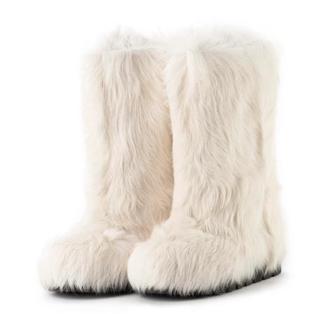 Product Image of White goat fur winter boots for women
