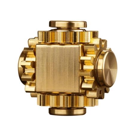 Product Image of PAPUKA Brass Cube Gears Fidget Spinner, Anti-Anxiety EDC Meditation Toy