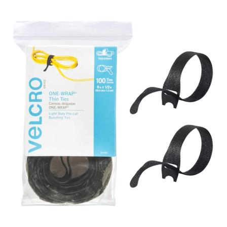 Product Image of VELCRO Brand ONE-WRAP 100Pk Thin Pre-Cut Cable Ties, Cord & Wire Management