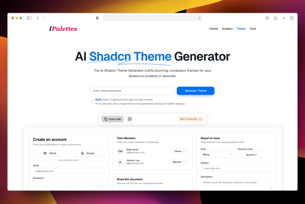 image of AI Generator Shadcn/UI Theme