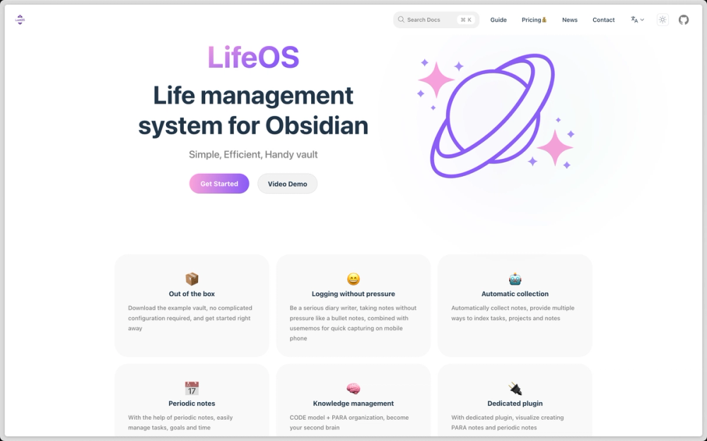 image of LifeOS Pro for Obsidian