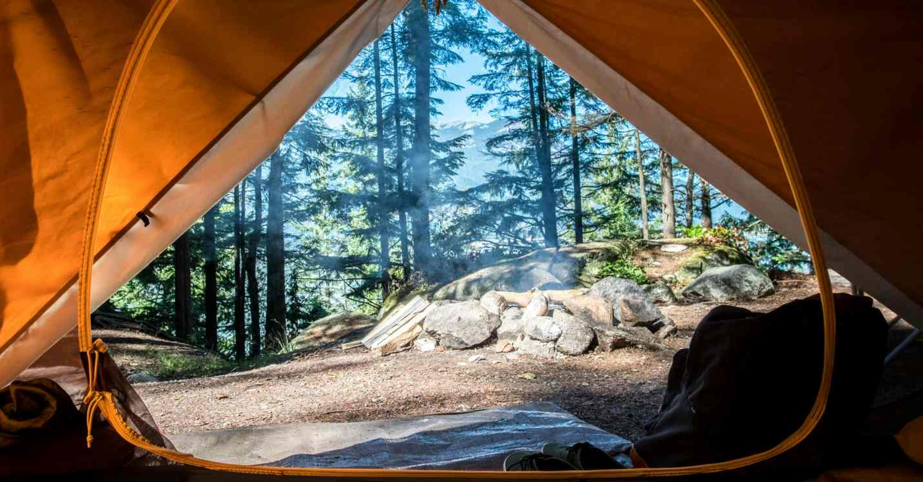Foto van kamperen in het bos