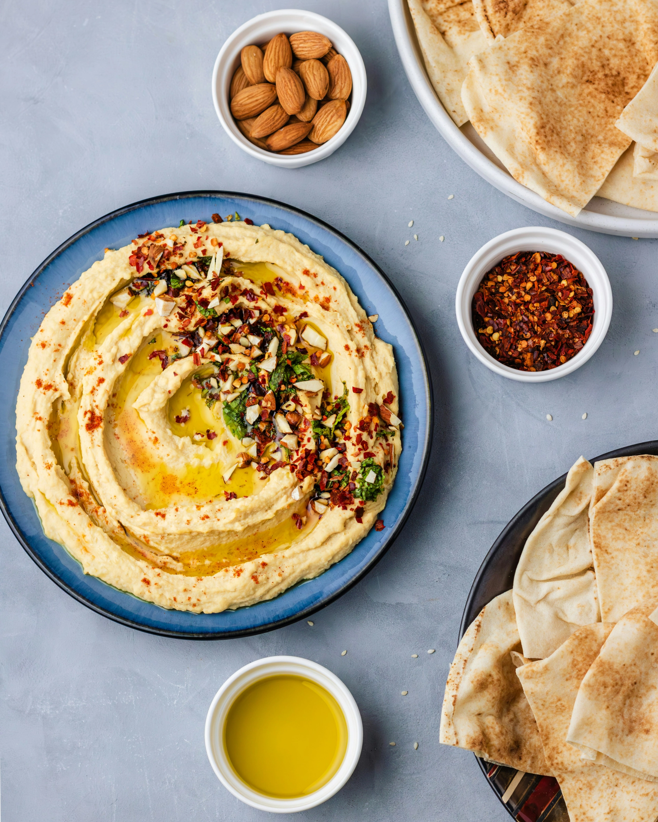 hummus met pitabrood