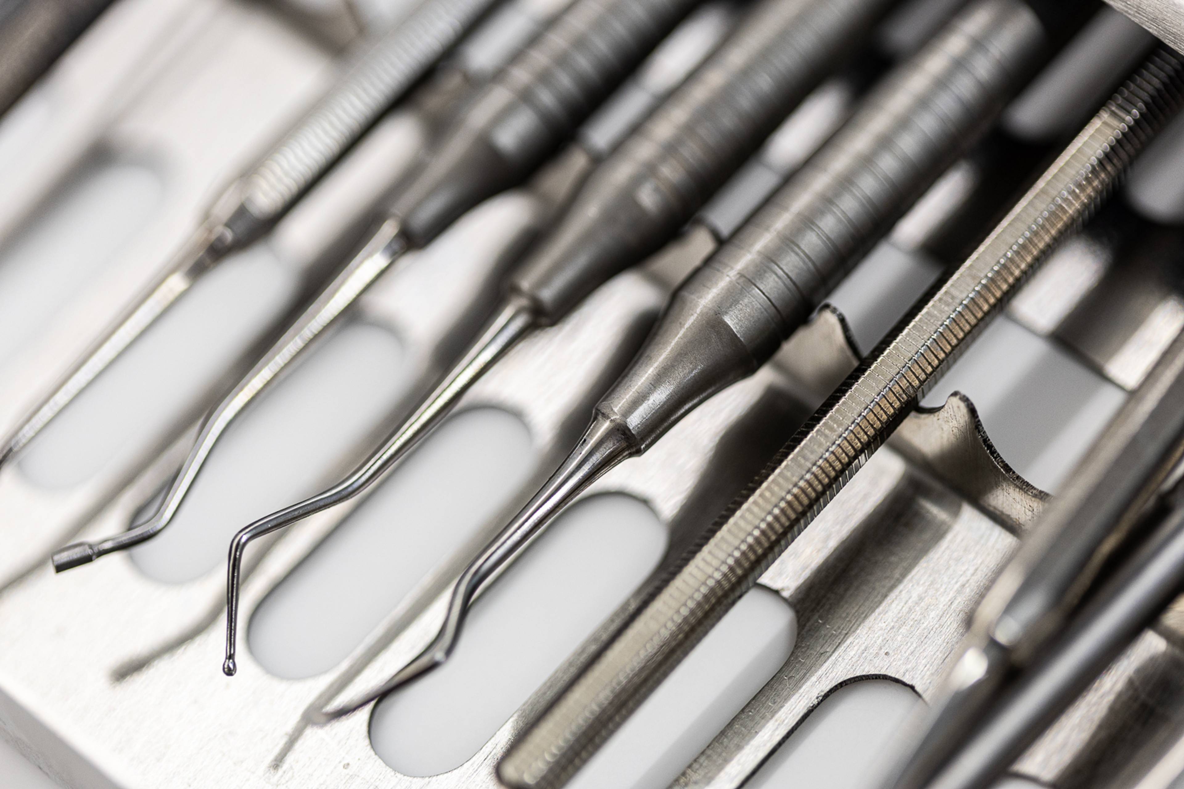 close up of dental tools for check up