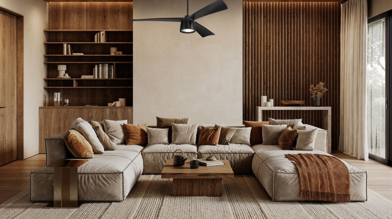 Craftmade ceiling fan in a warm living room