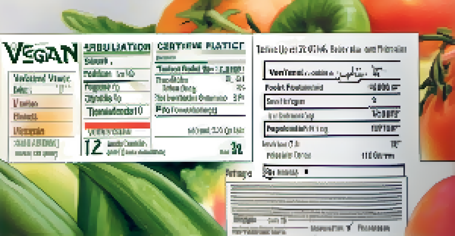 A close-up of a food label on a vegetarian product showing 'Vegan' and 'Plant-Based' certifications.