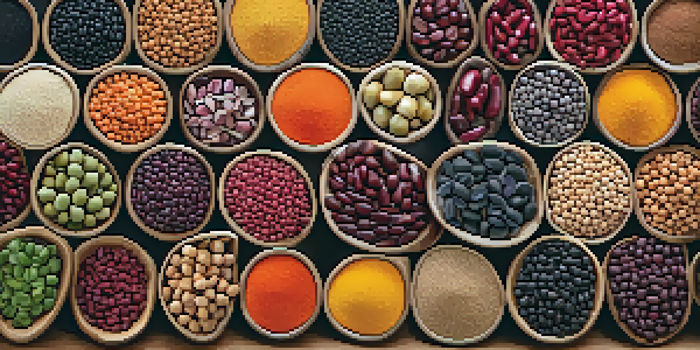 A variety of legumes including lentils, chickpeas, black beans, and kidney beans displayed in rustic bowls on a wooden table, with soft natural lighting highlighting their textures and colors.