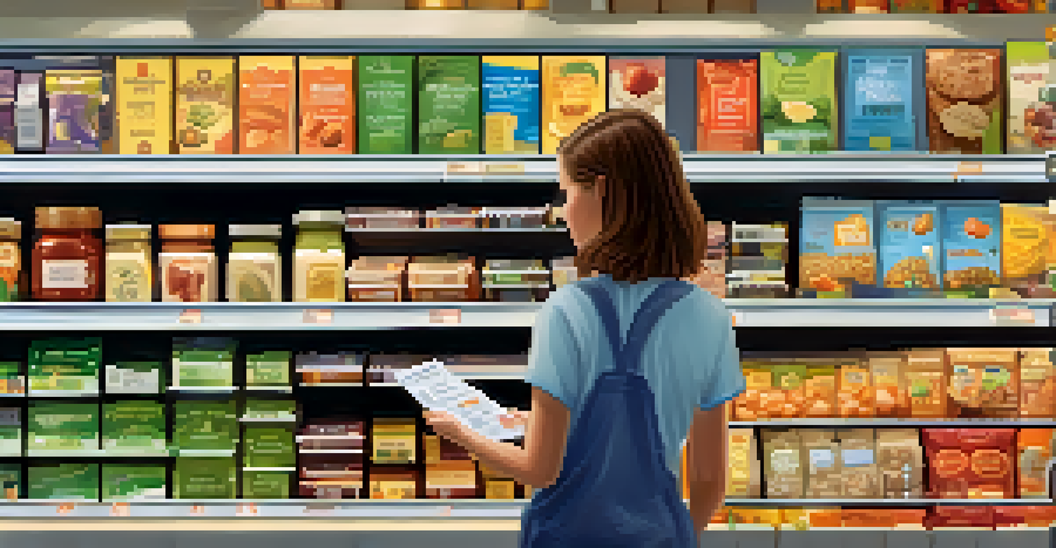 A close-up of food labels on vegetarian products, highlighting allergen information in a grocery store setting.