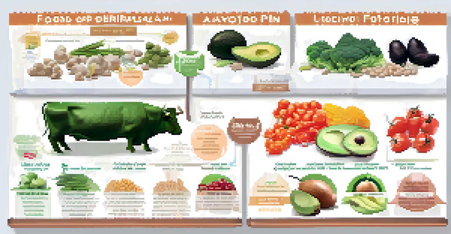 An infographic comparing the carbon footprints of various foods, highlighting high-carbon versus low-carbon options.