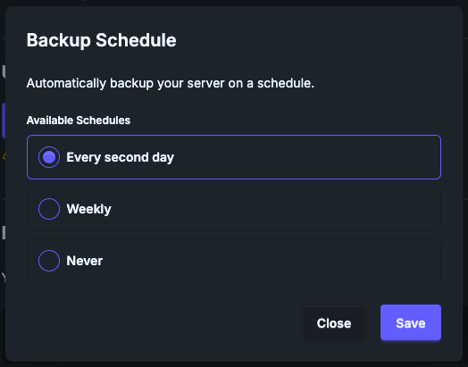 Backup Schedule