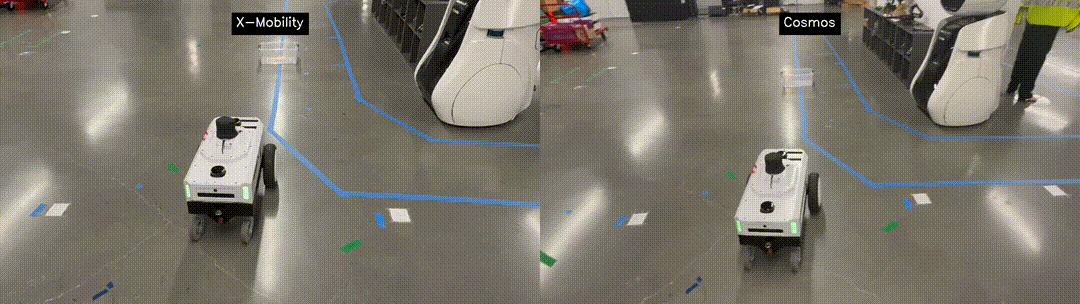 Cosmos-augmented data successfully identifies the transparent obstacle and navigates around it