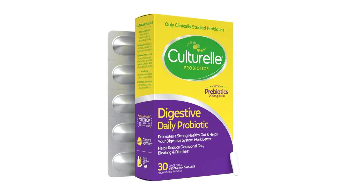 Culturelle Digestive Daily Probiotic box with blister pack and capsule