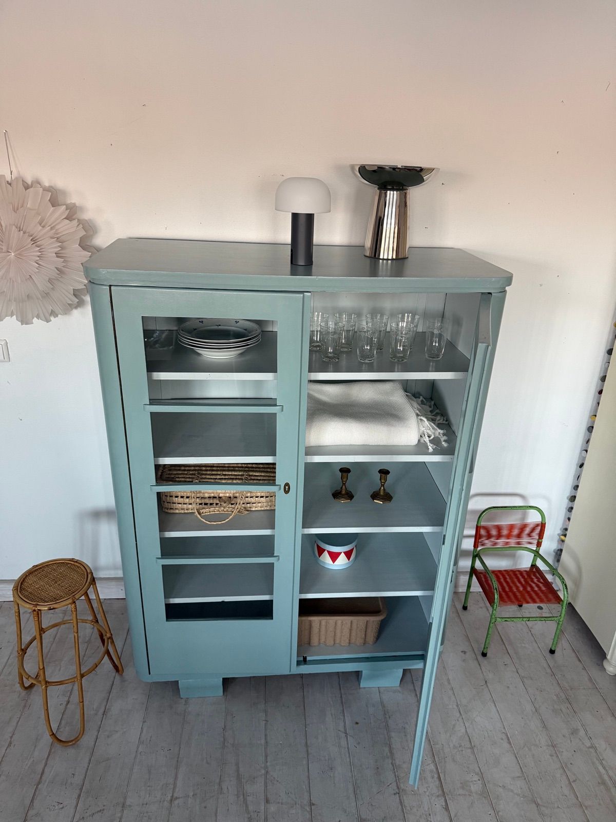 Antike Vitrine blau, Ansicht 7
