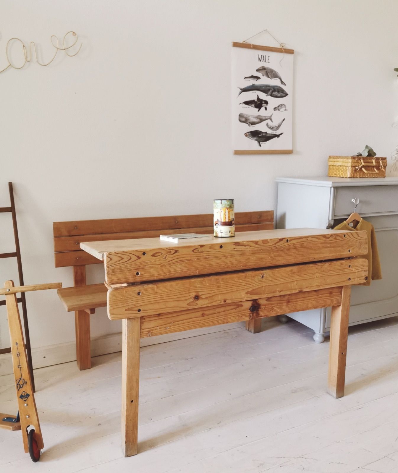 Vintage Schulbank Holz