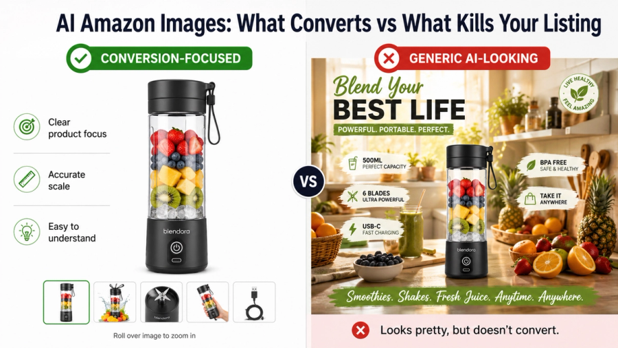 AI Amazon Images: What Converts vs What Kills Your Listing