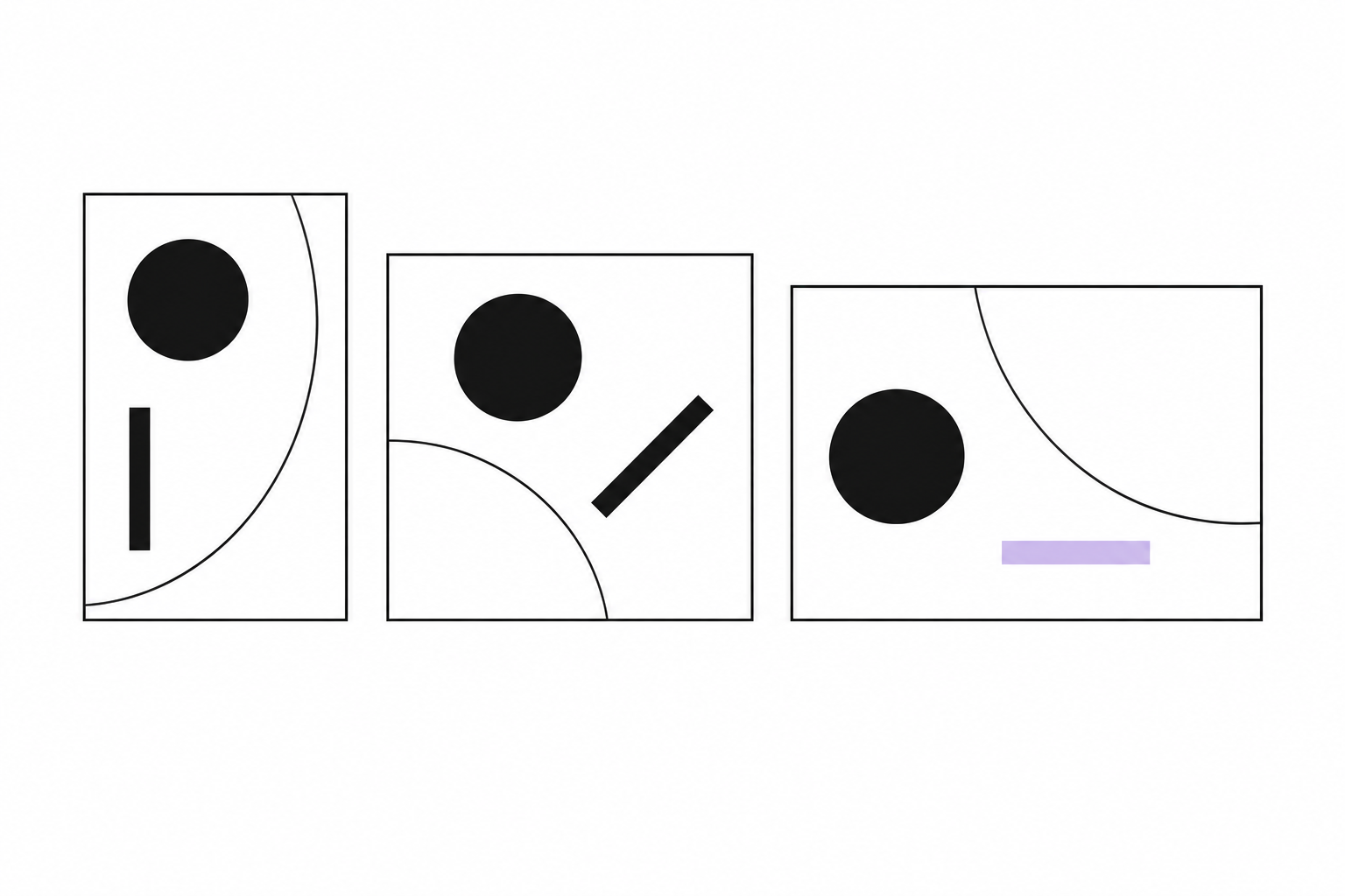 The same visual ingredients adapt to portrait, square and landscape formats.