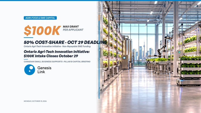 Ontario Agri-Tech Innovation Initiative: $100K Equipment & Technology Intake Closes October 29