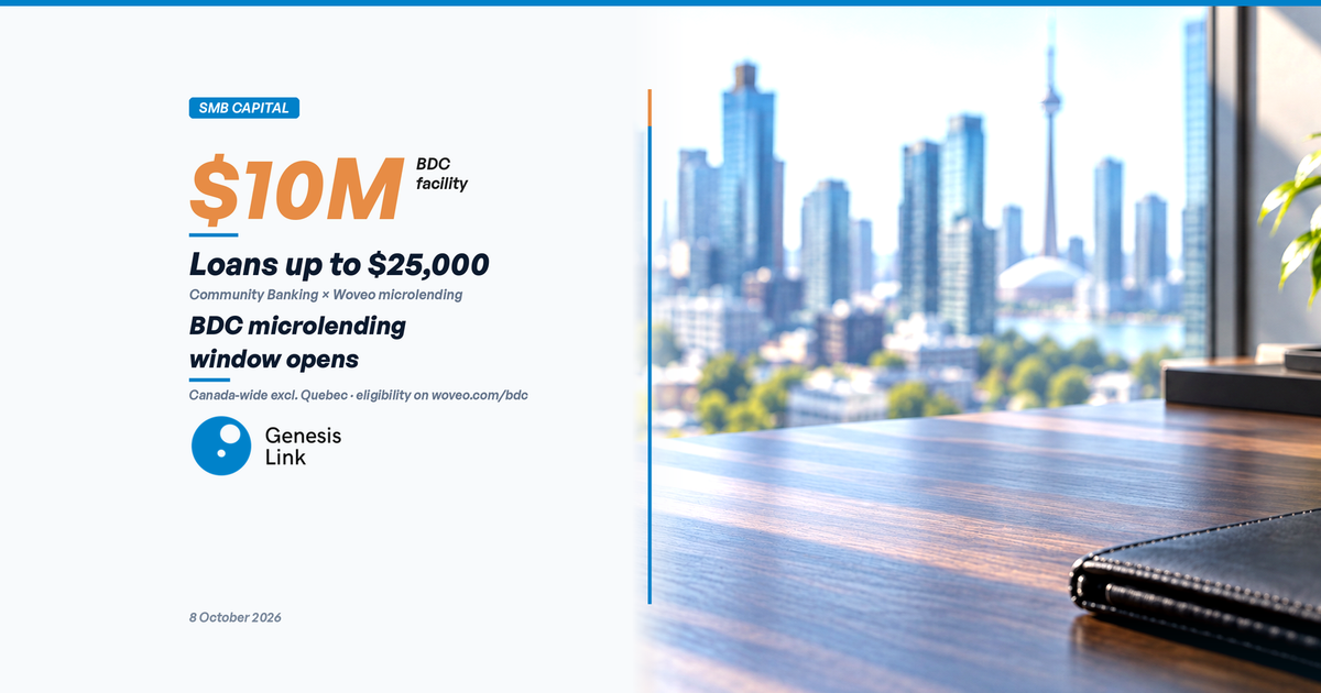 Smbs BDC Woveo $10M Microlending: Loans up to $25,000 for Canadian SMBs (Oct ...