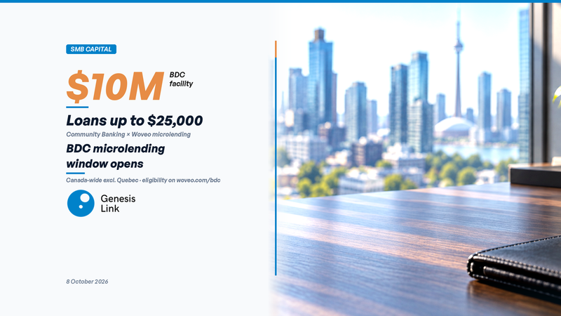 BDC Woveo $10M Microlending: Loans up to $25,000 for Canadian SMBs (Oct 2026)