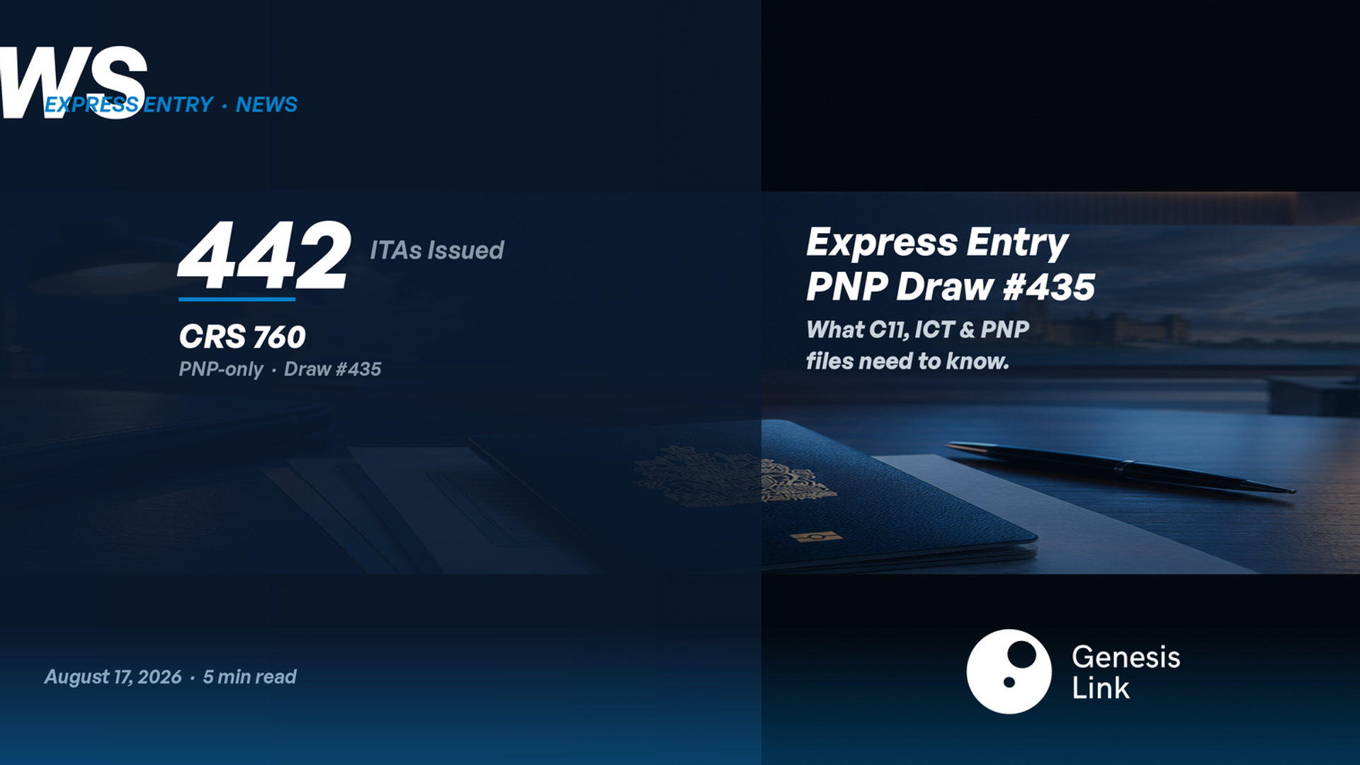 Express Entry Draw #435 August 17 2026: PNP-Only Round Issues 442 ITAs at CRS 760