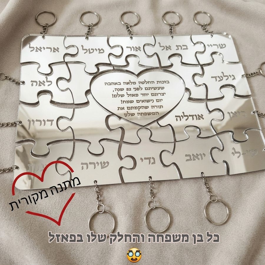פאזל מחזיקי מפתחות אישיים עם שמות