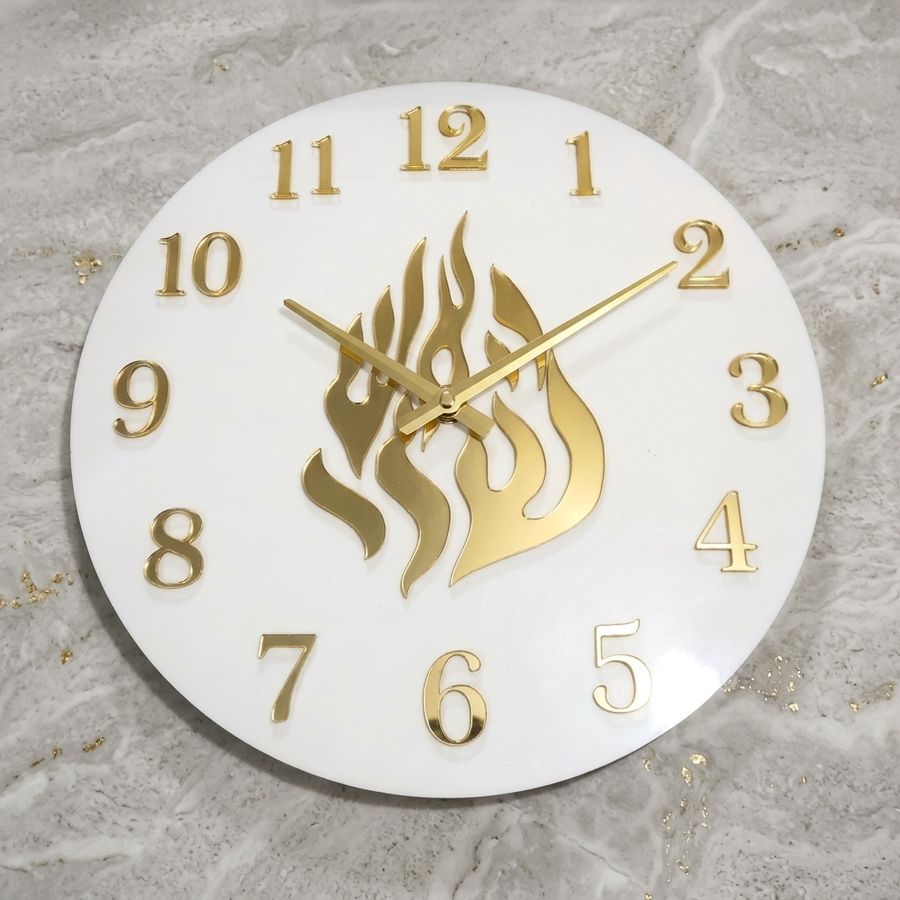 שעון קיר להבה זהב יוקרתי 28 ס"מ