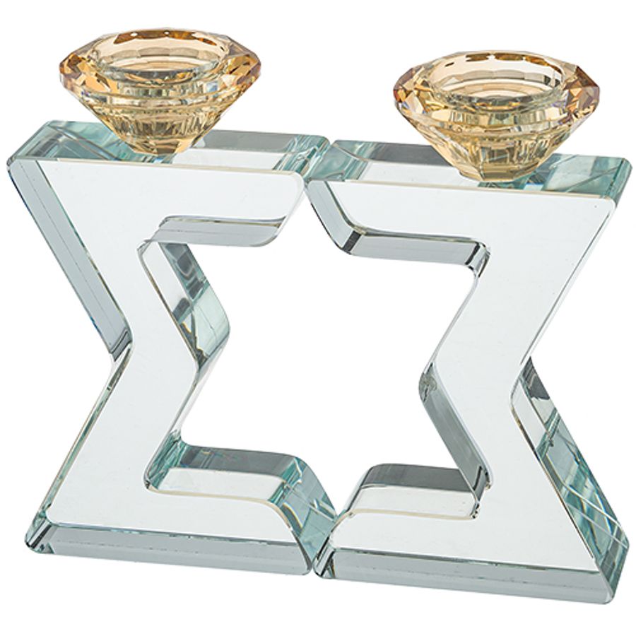פמוטי קריסטל "מגן דוד" מהודרים 17 ס"מ