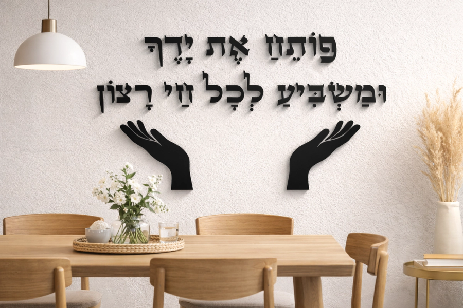 ברכת פותח את ידך – אמנות קיר מעוצבת