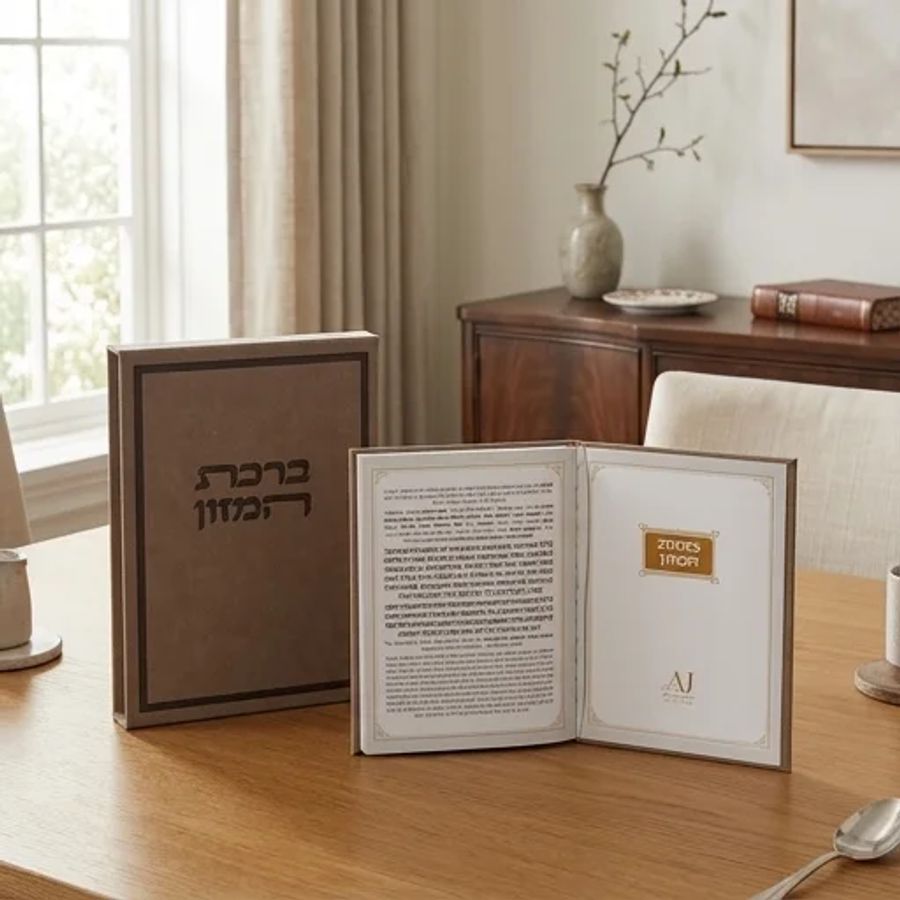 ברכון מהודר דמוי עור - ברכת המזון כולל חריטה/הקדשה