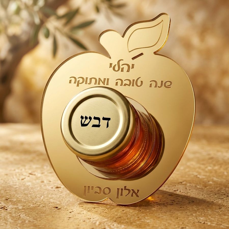 מגש לדבש בצורת תפוח כולל דבש