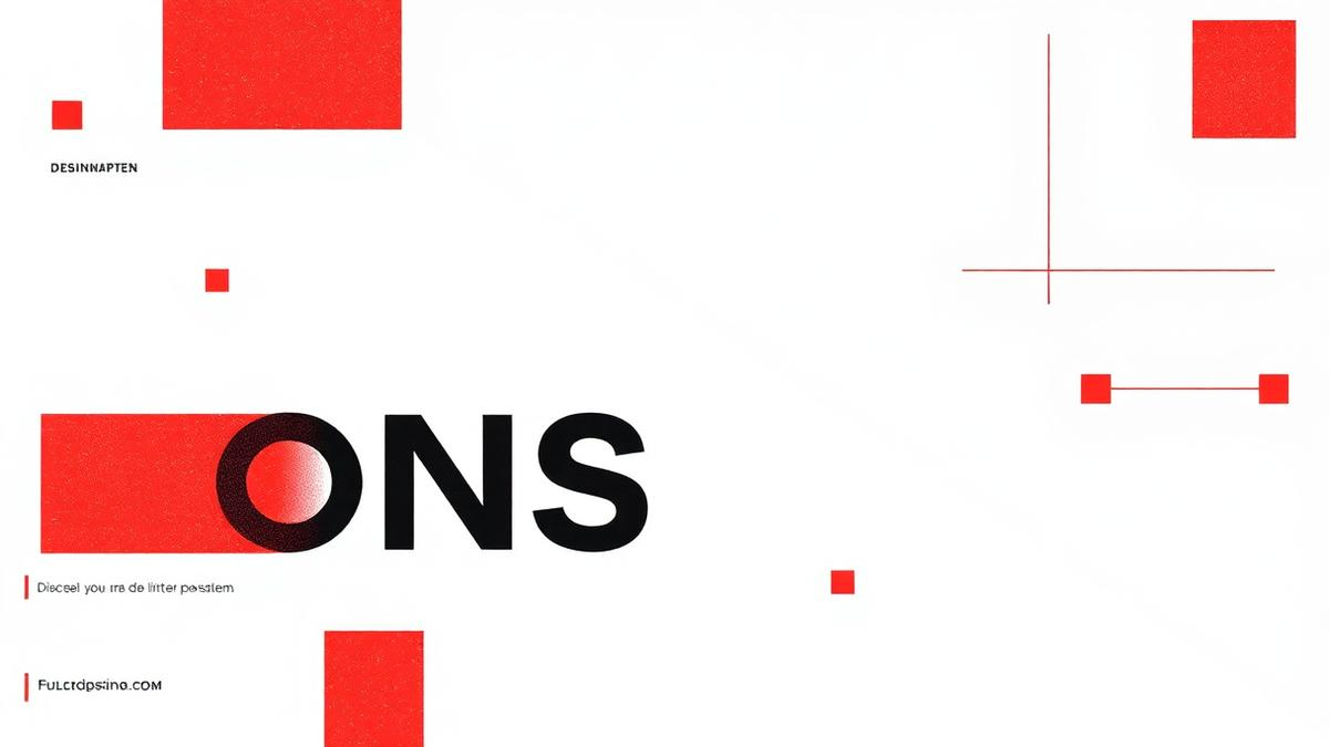 Minimal typographic grid with crimson accents displaying design system token scales