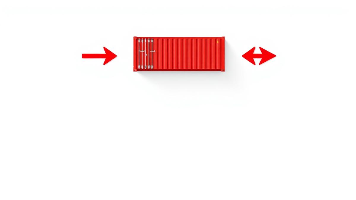 Flat illustration of red shipping containers and deployment arrows representing edge network delivery