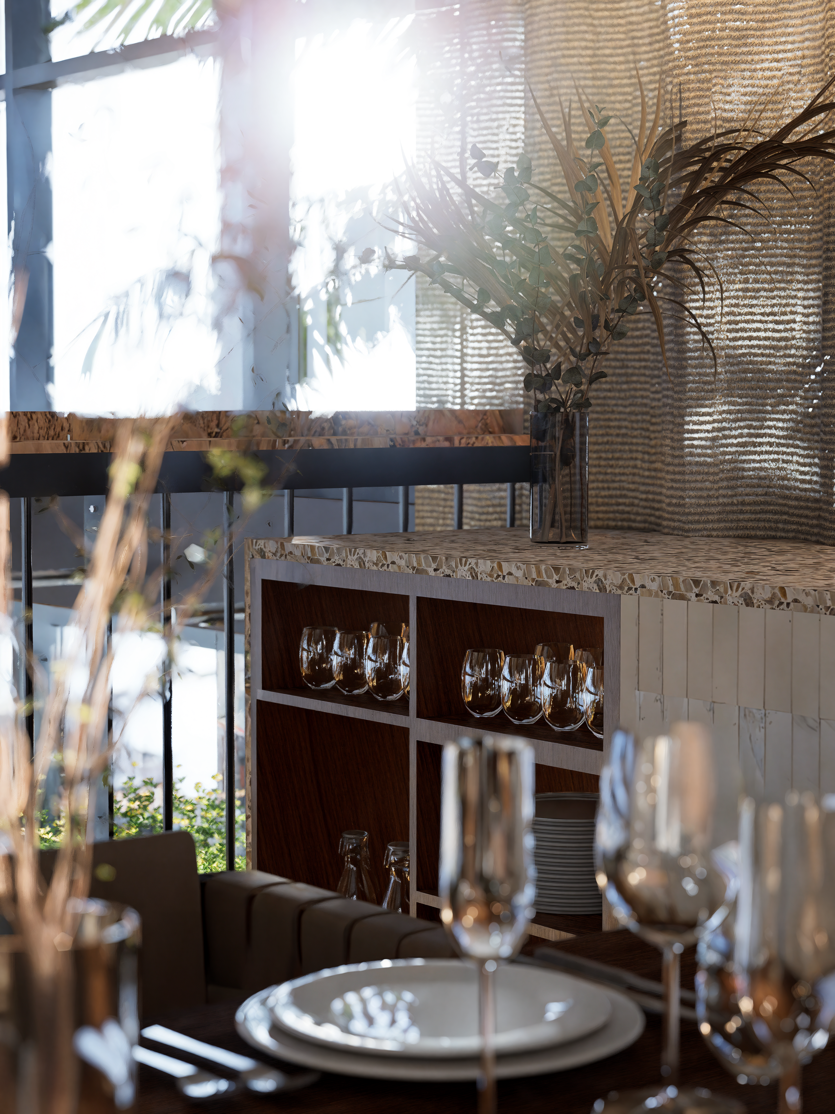 Glasses and table in restaurant | Studio Hiller