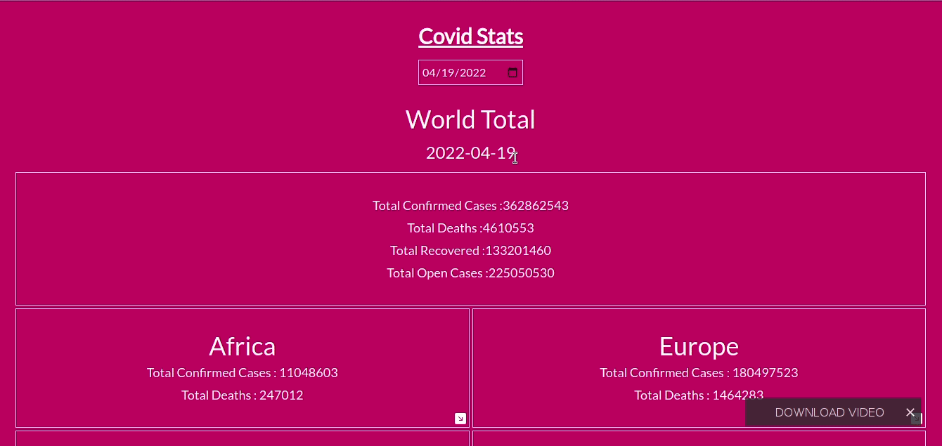 Covid19 Stats App